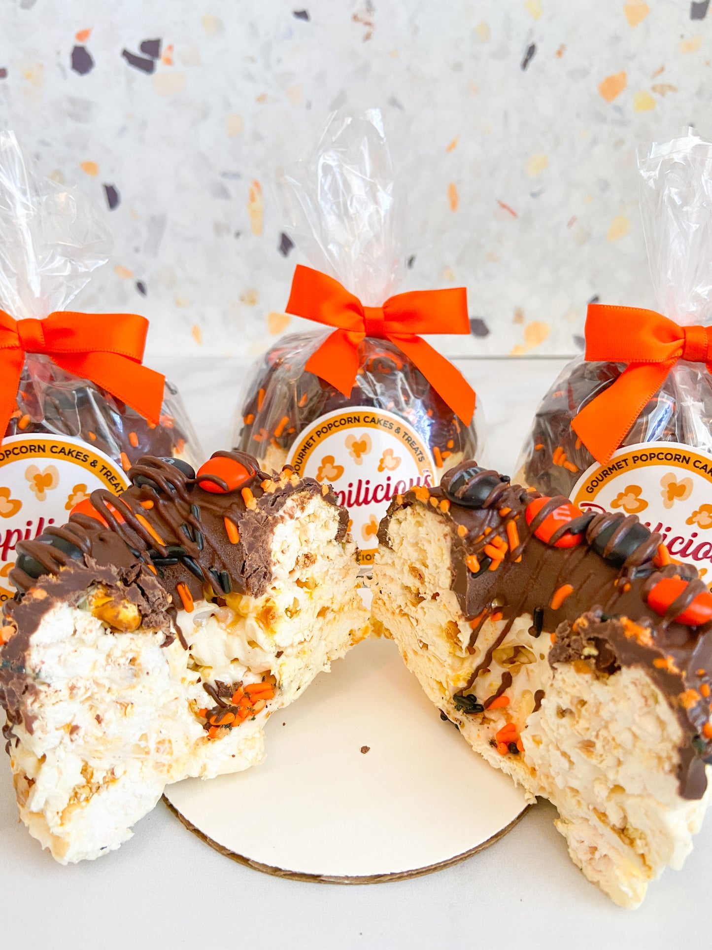 Halloween Mini Gourmet Popcorn Cakes