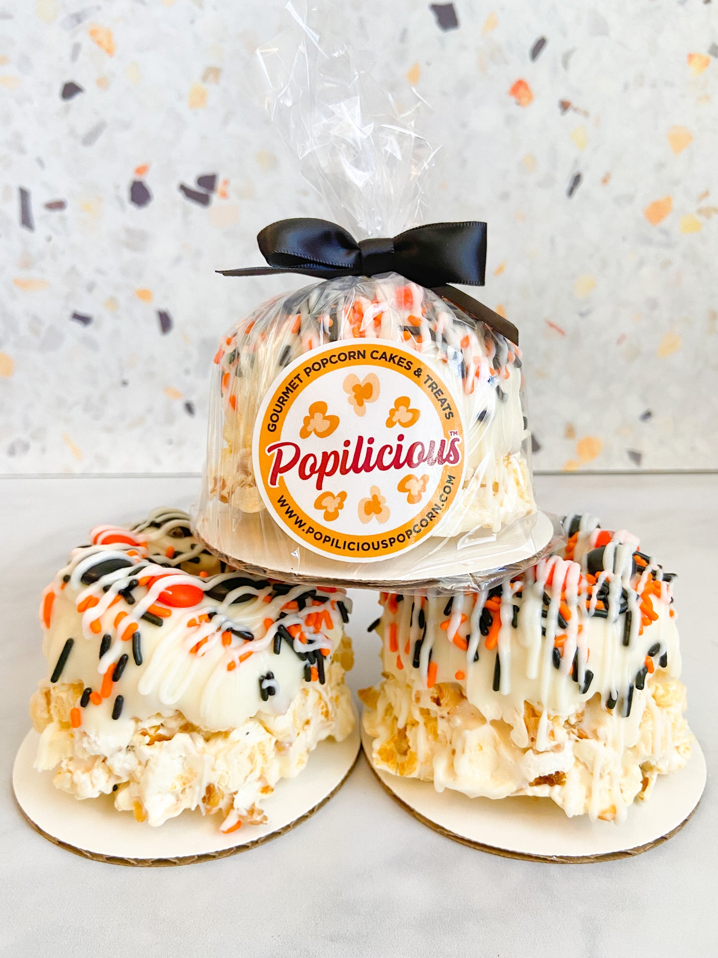 Halloween Mini Gourmet Popcorn Cakes