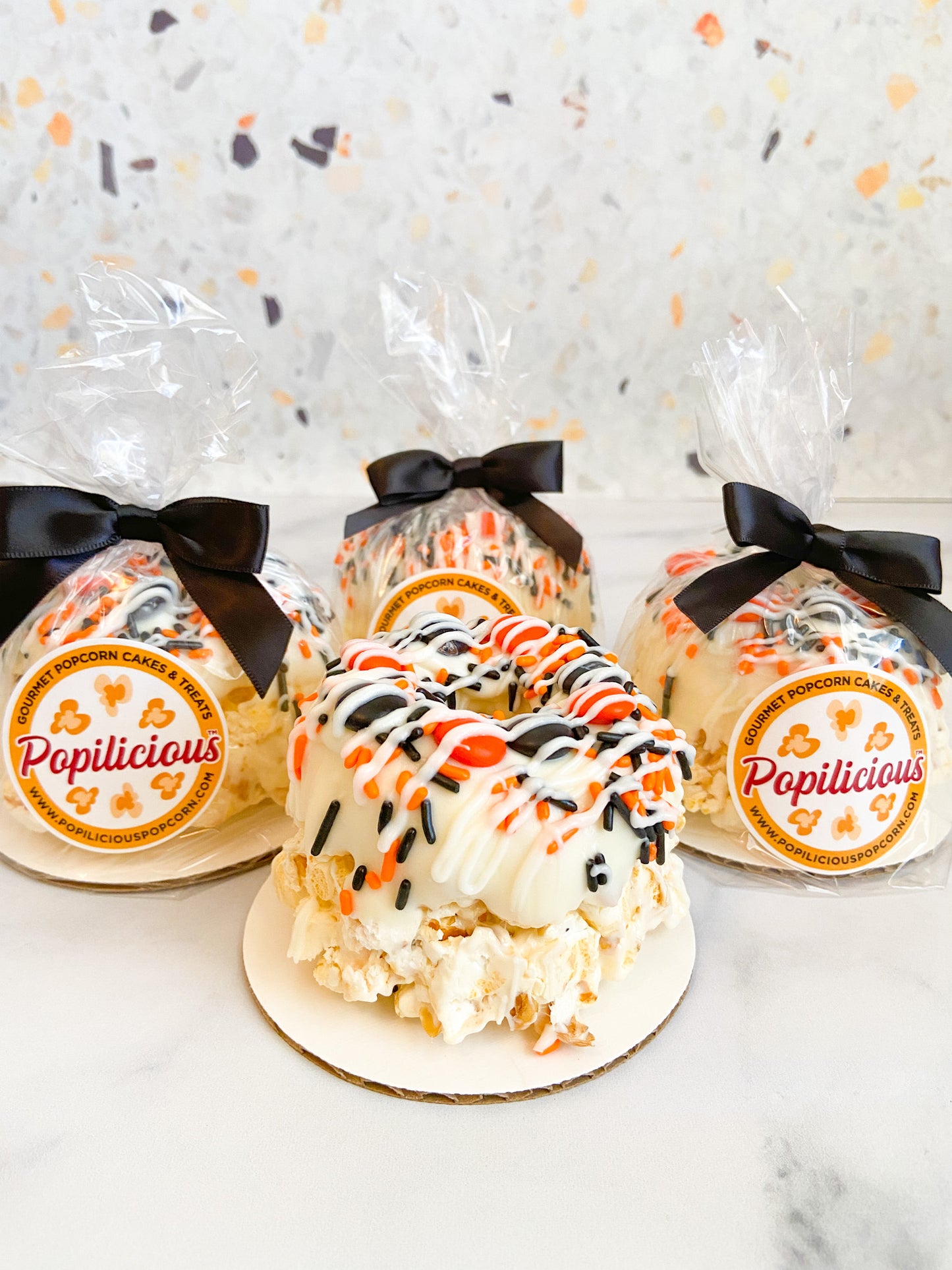 Halloween Mini Gourmet Popcorn Cakes