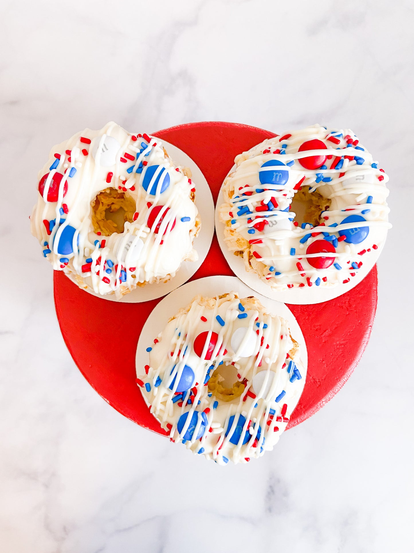 Patriotic Mini Gourmet Popcorn Cakes