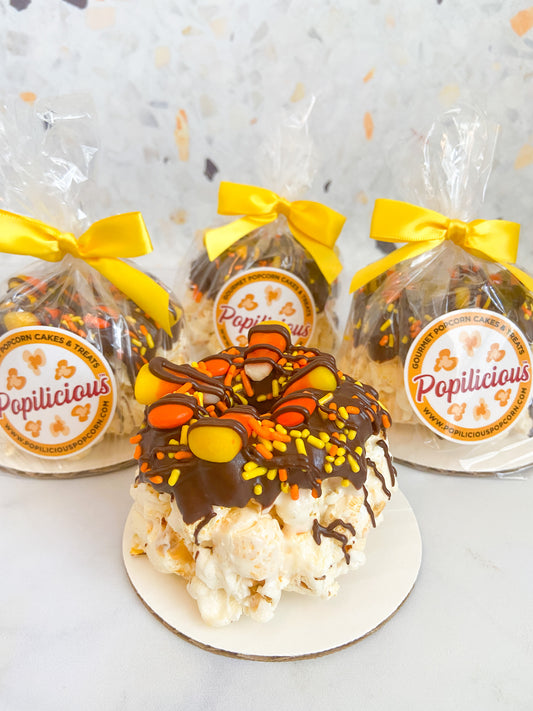 Candy Corn Mini Gourmet Popcorn Cakes