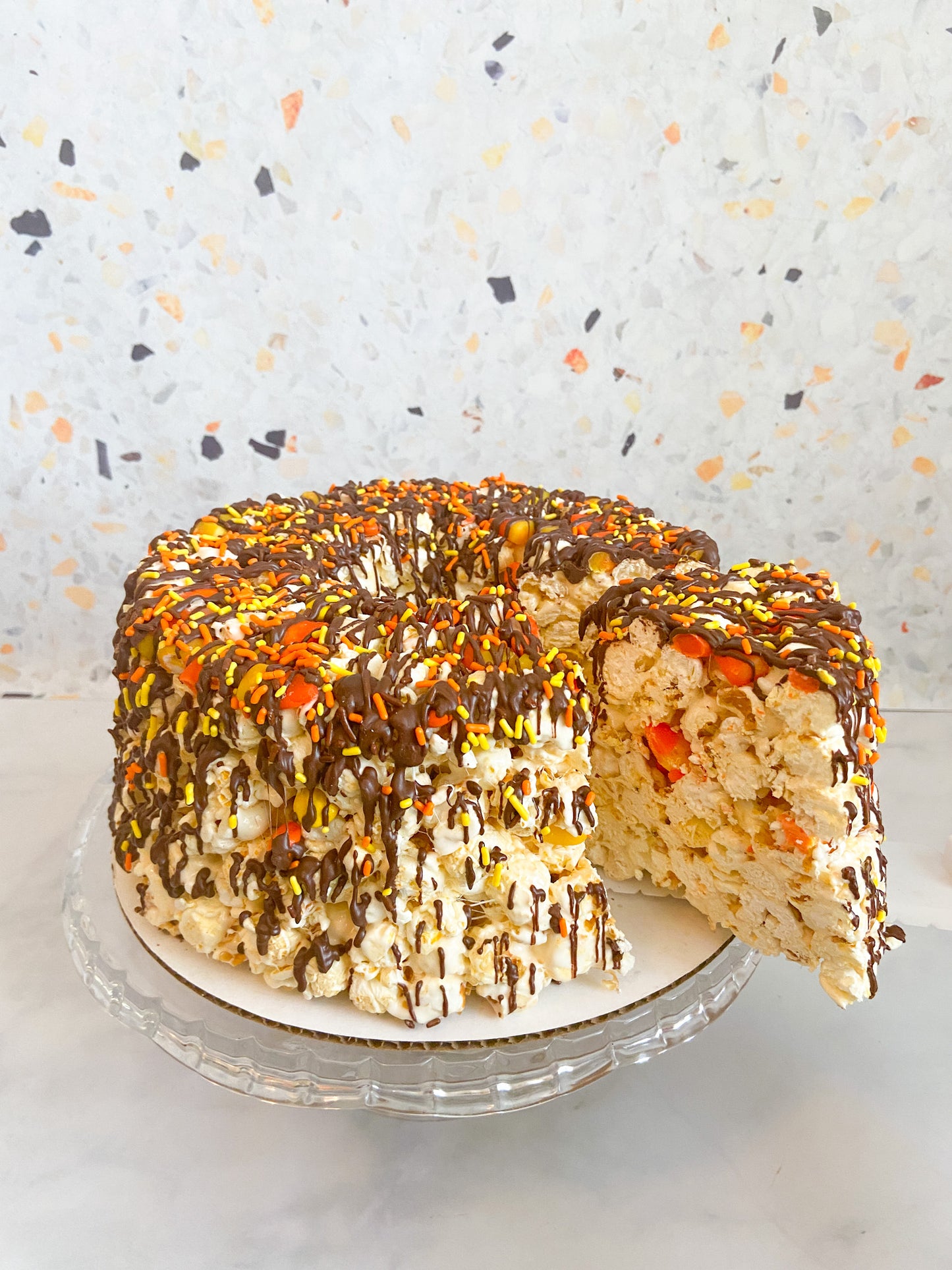 Candy Corn Gourmet Popcorn Cake