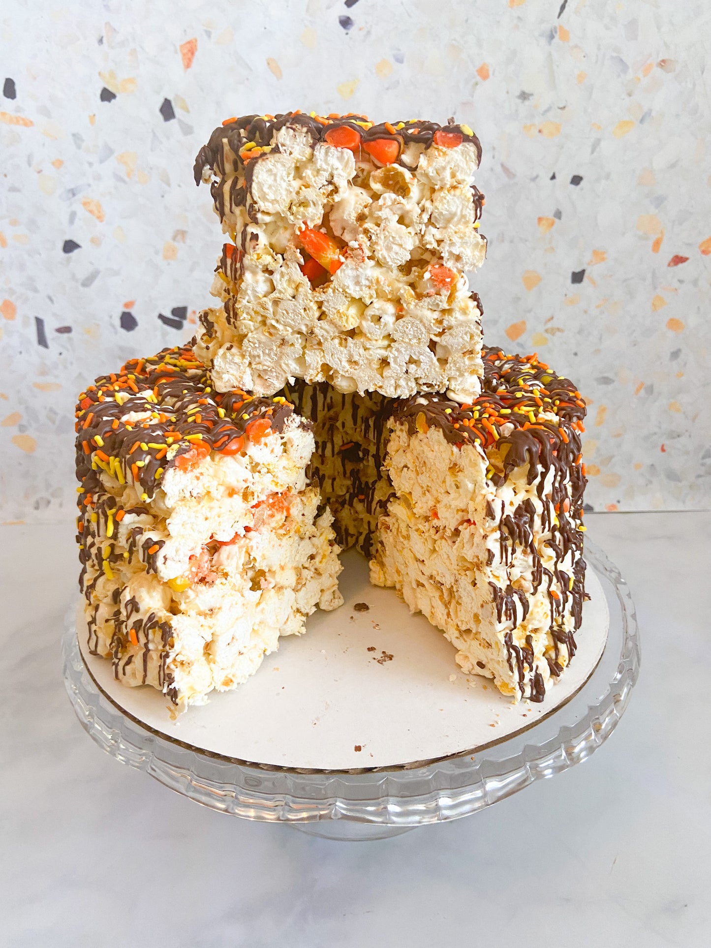 Candy Corn Gourmet Popcorn Cake