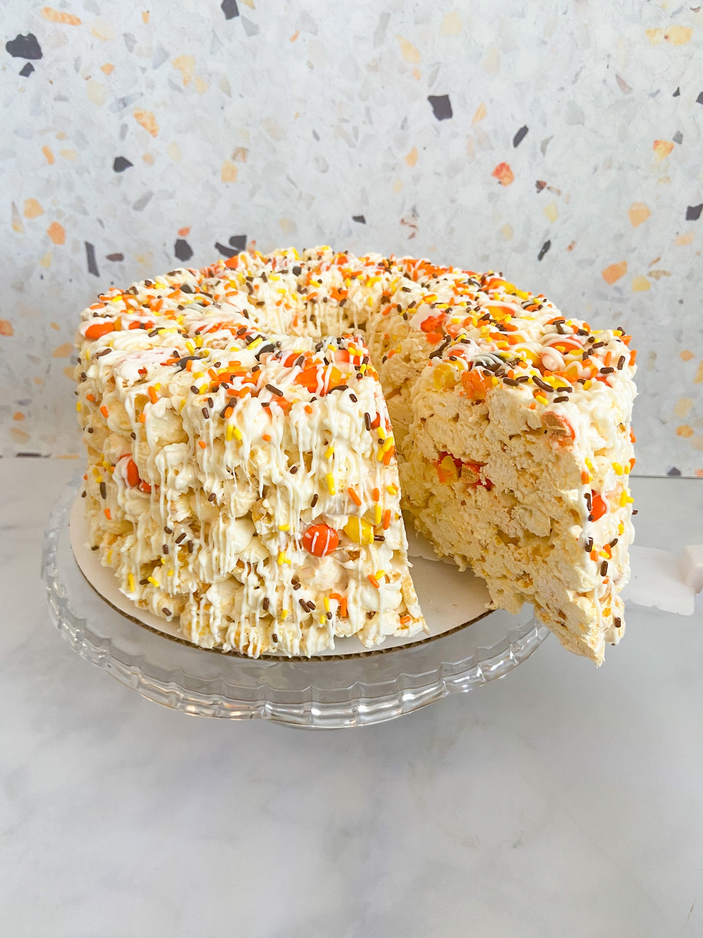 Candy Corn Gourmet Popcorn Cake