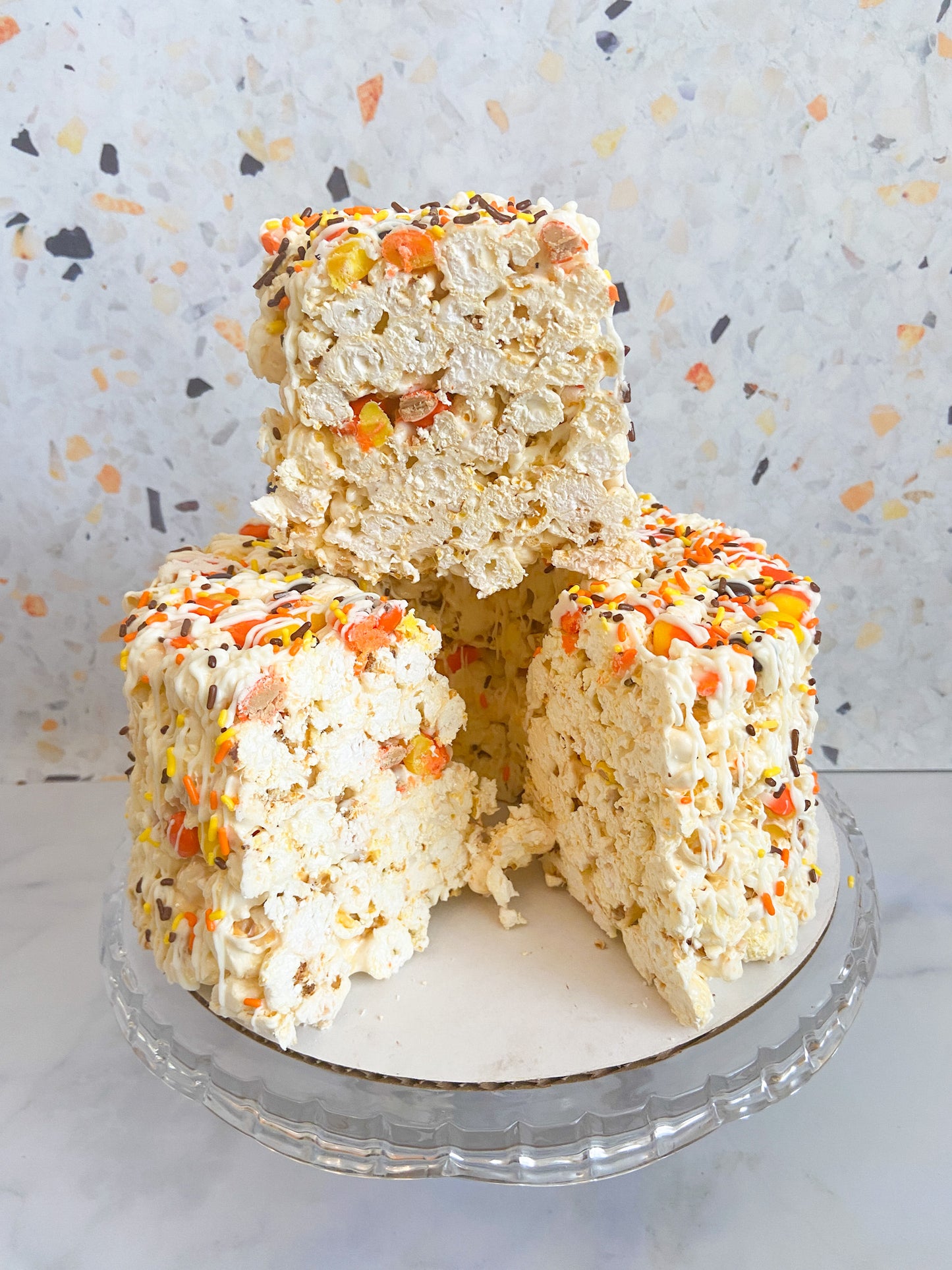 Candy Corn Gourmet Popcorn Cake