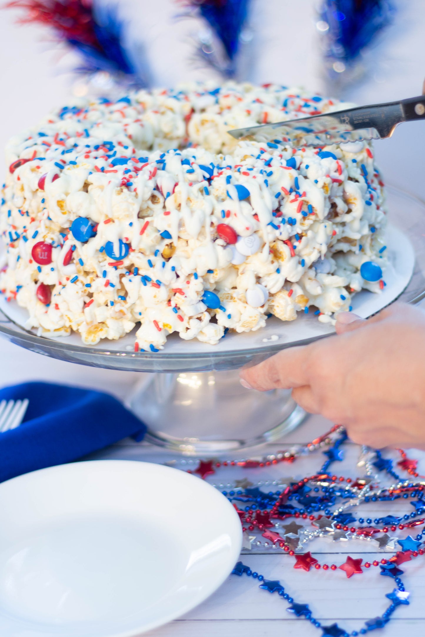 Patriotic Gourmet Popcorn Cake