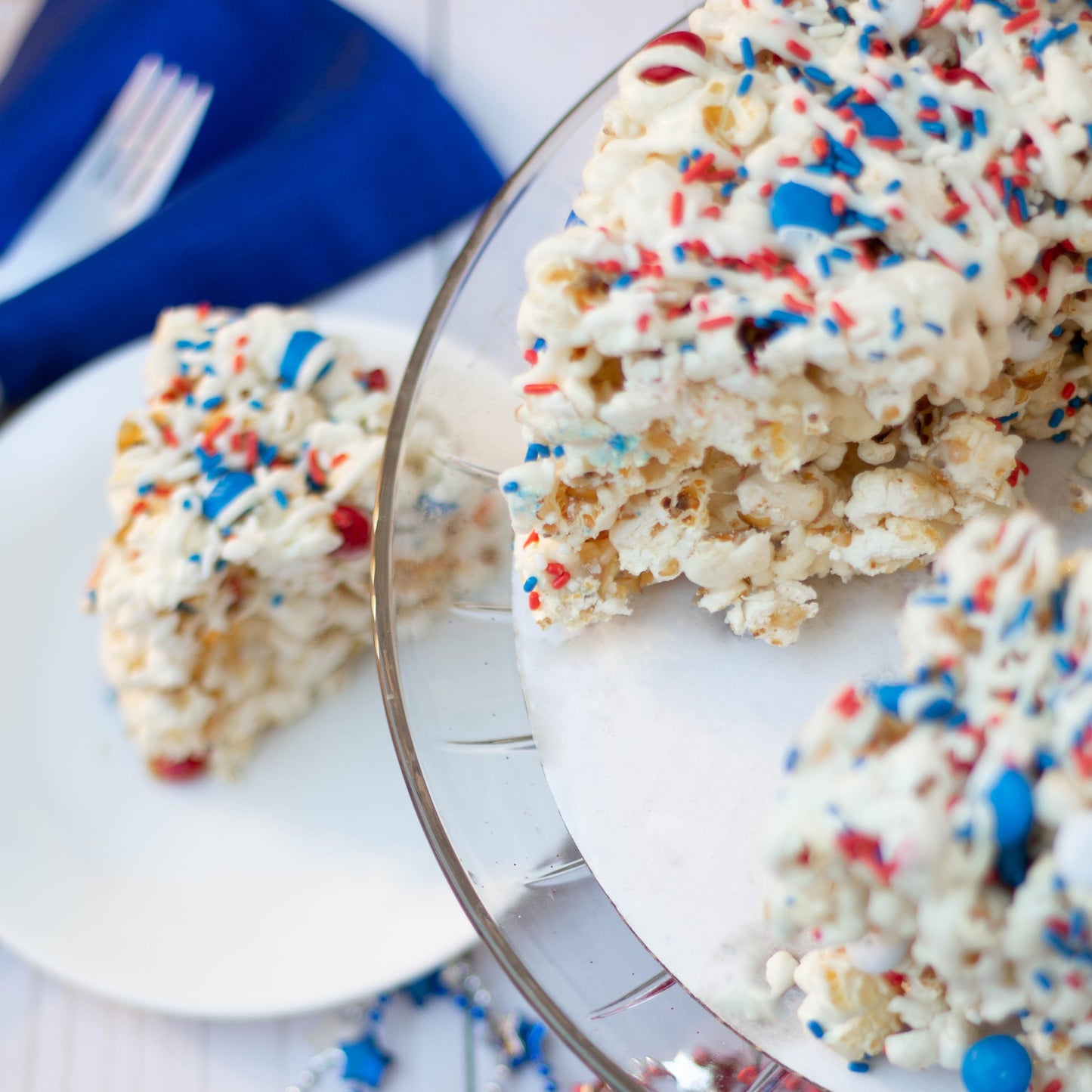Patriotic Gourmet Popcorn Cake