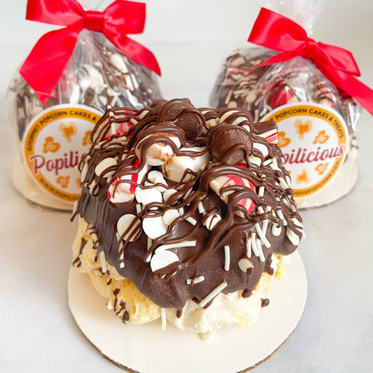 Chocolate Candy Cane Mini Gourmet Popcorn Cakes