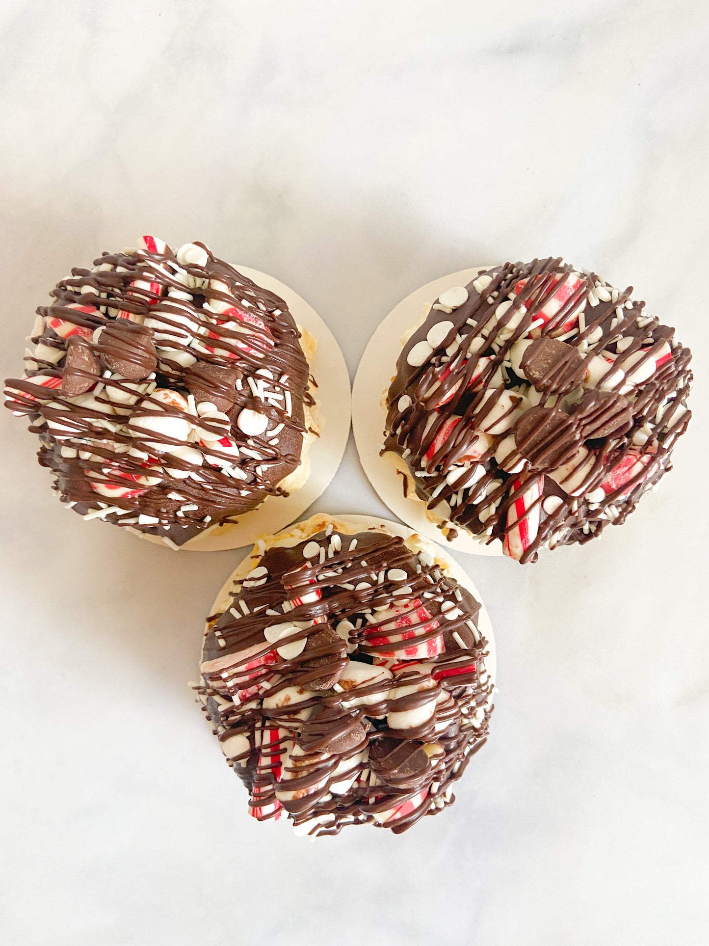 Chocolate Candy Cane Mini Gourmet Popcorn Cakes