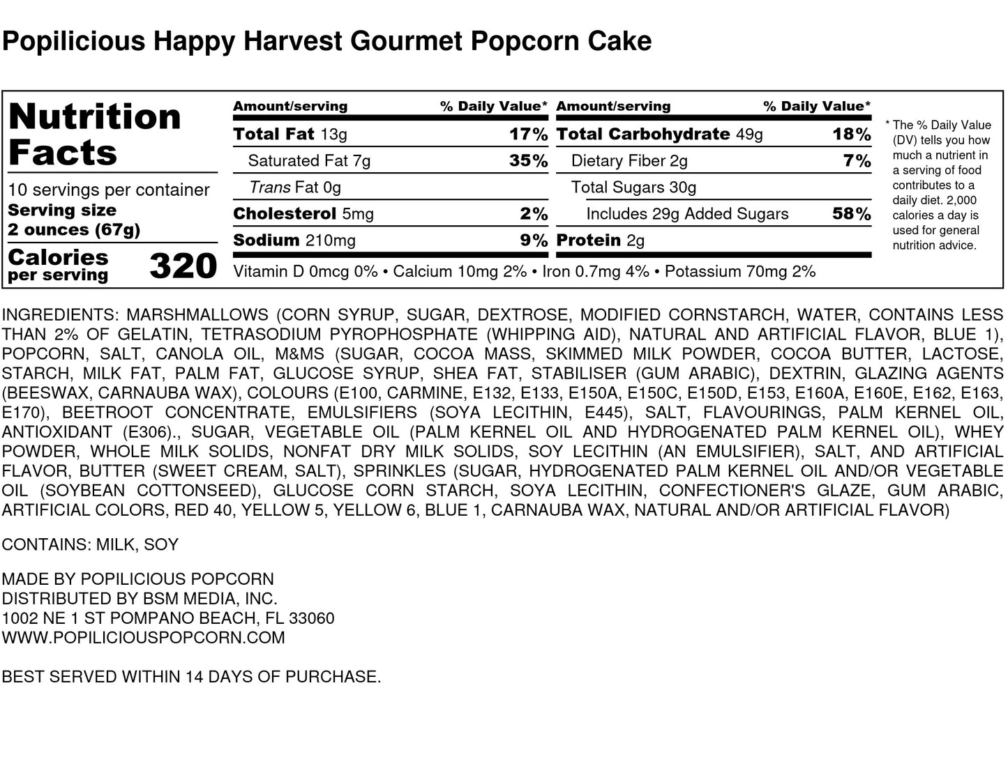 Happy Harvest Gourmet Popcorn Cake