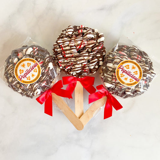 Chocolate Candy Cane Gourmet Popcorn Pops