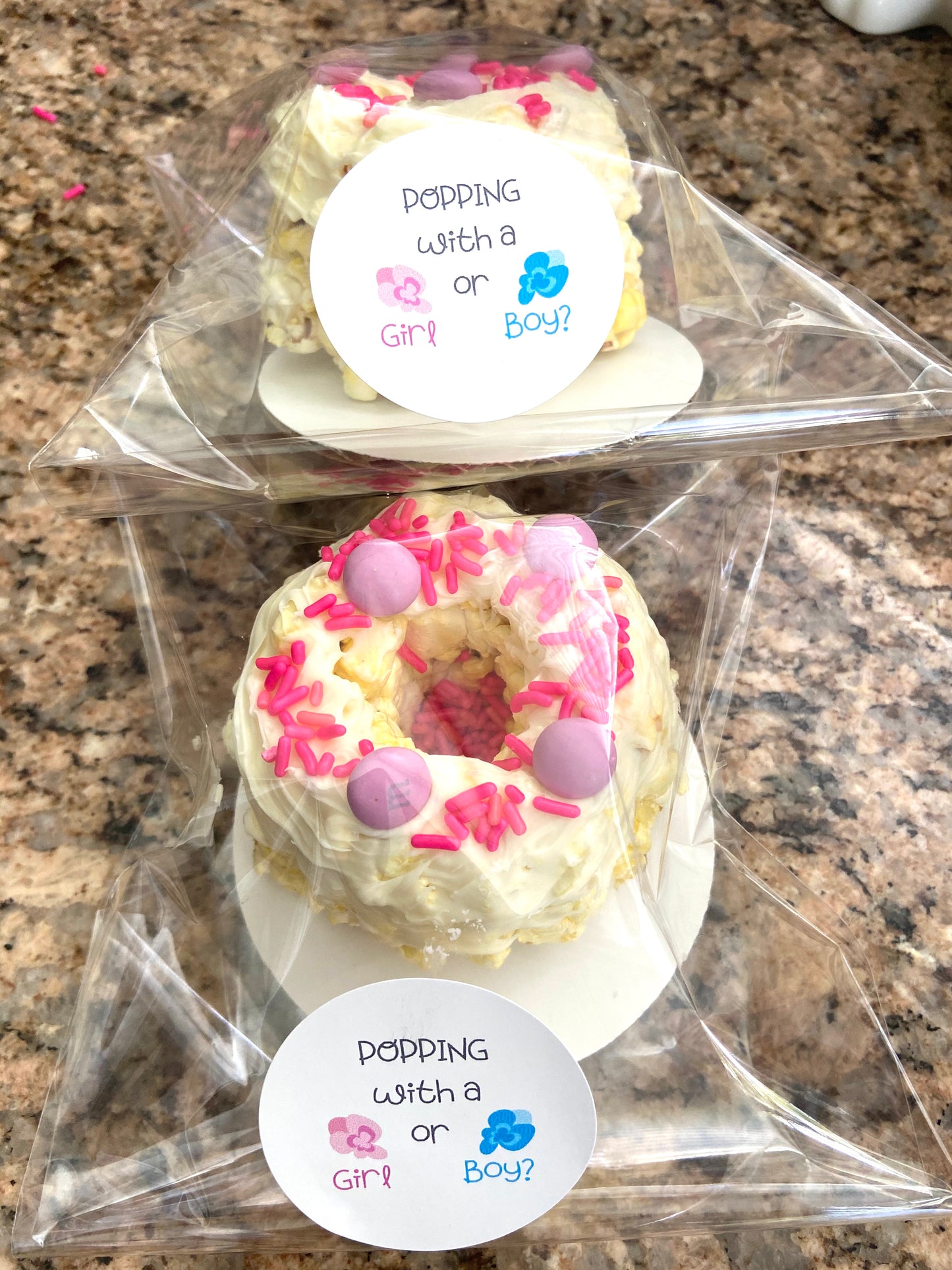 Gender Reveal Gourmet Mini Popcorn Cakes