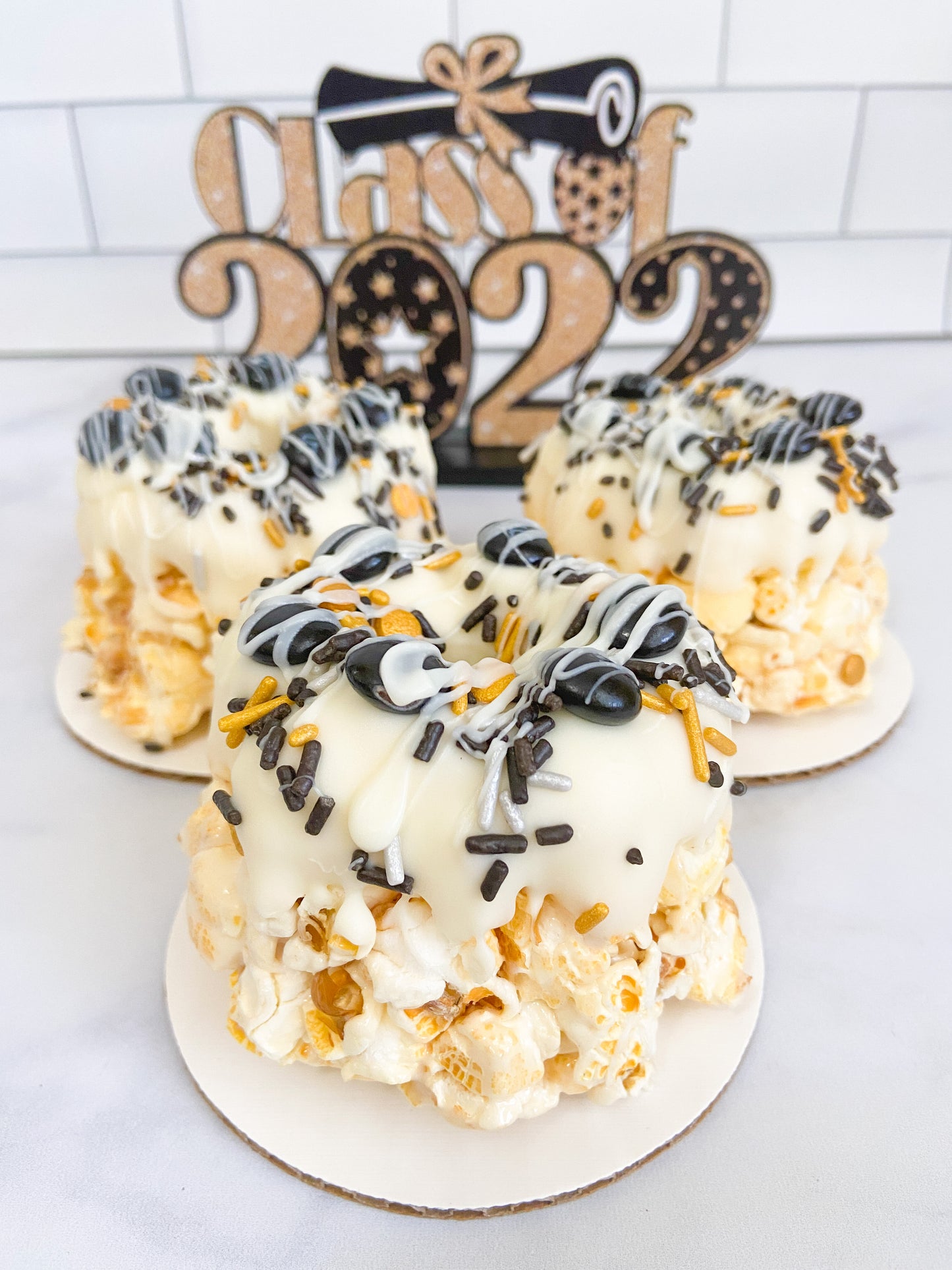 Graduation Mini Gourmet Popcorn Cakes