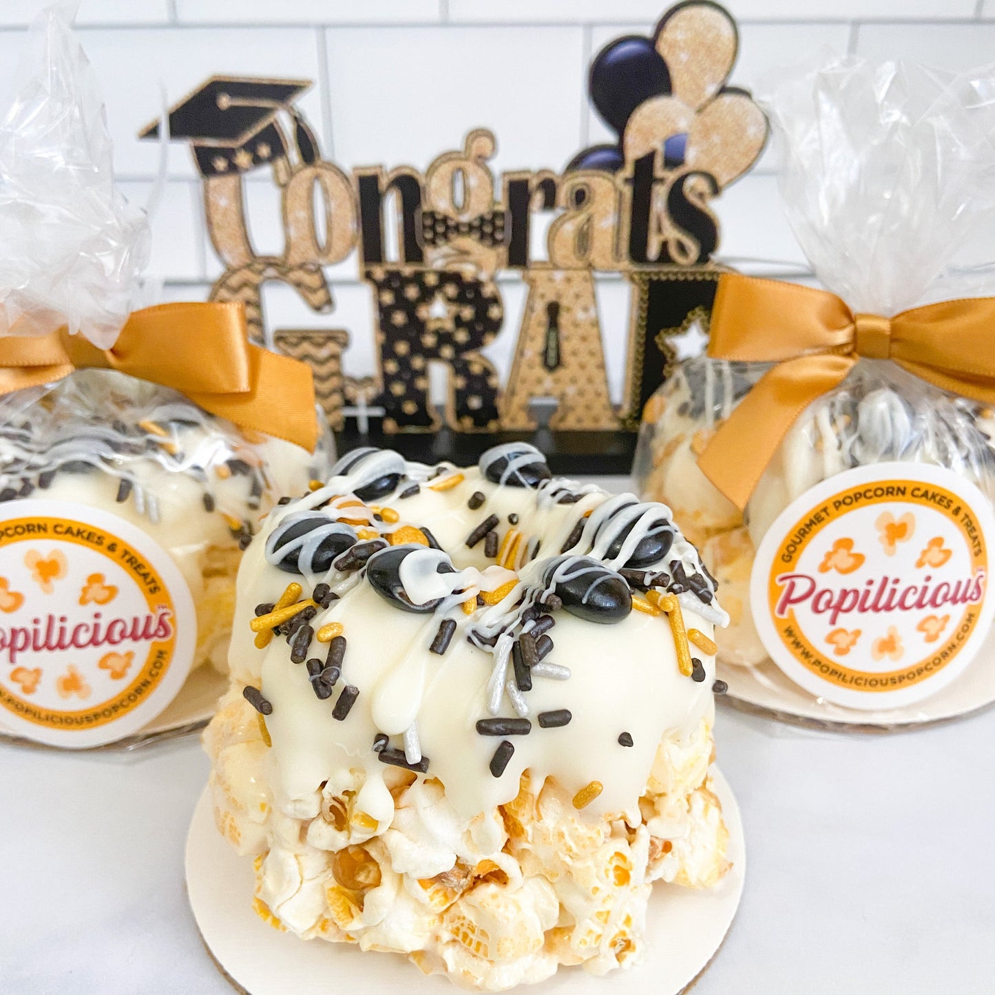 Graduation Mini Gourmet Popcorn Cakes