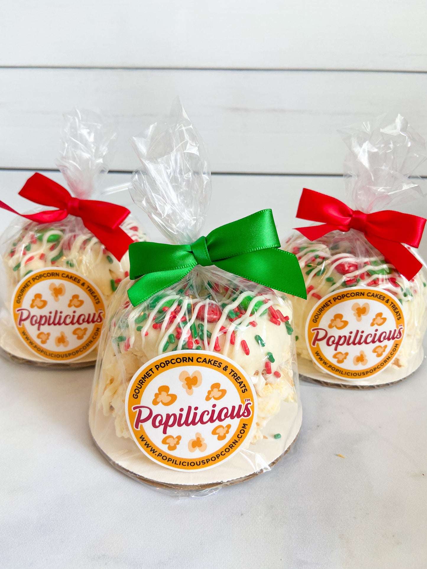 Christmas Mini Gourmet Popcorn Cakes