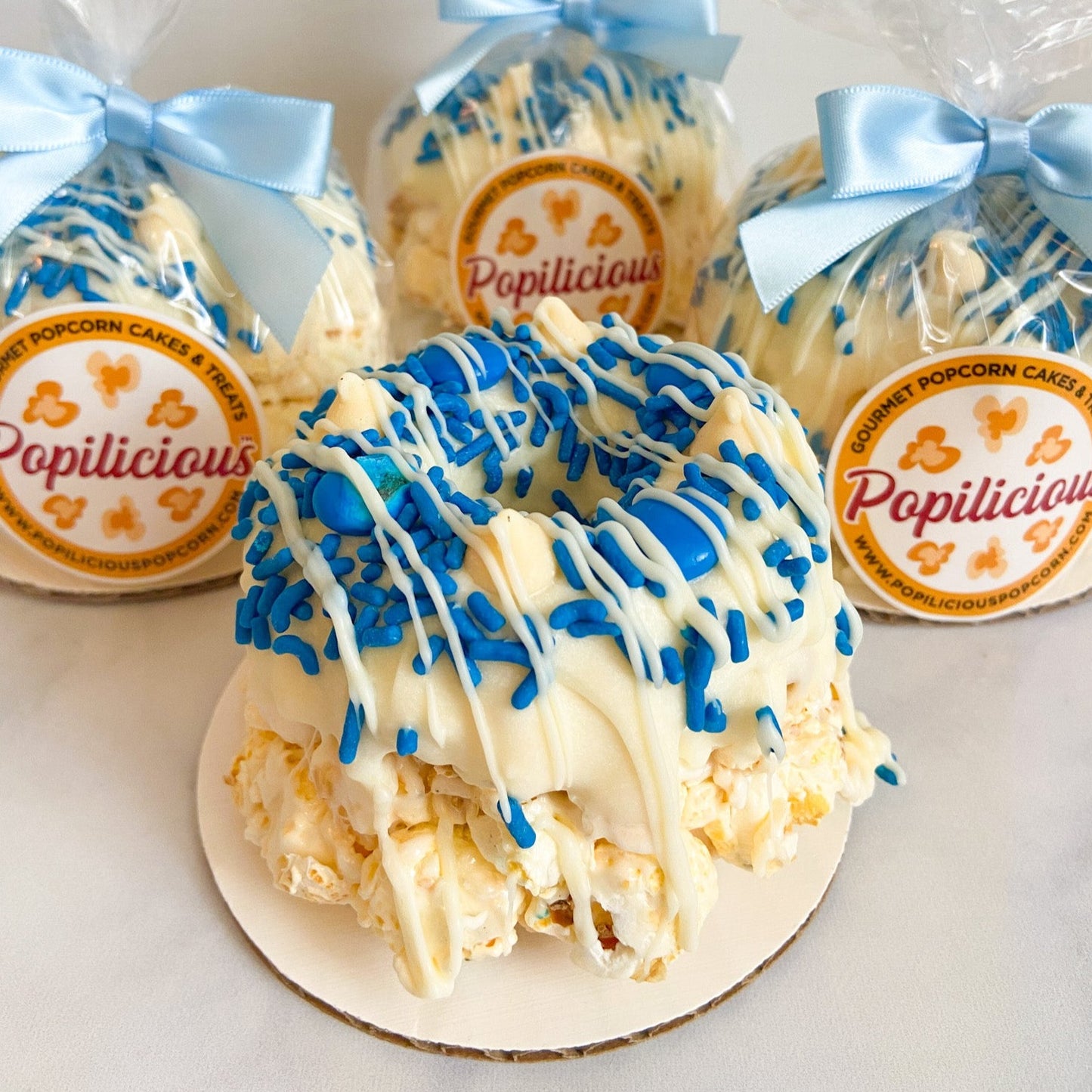 Winter Wonderland Mini Gourmet Popcorn Cakes